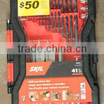 41PCS Drills & Bits Set(TWIST DRILL BITS/WOOD SPADE BIT/MASONRY DRILL BIT)