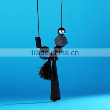 Geometric Beads Strip Pendant Necklace Tassel Long Sweater Necklace Autumn Winter Geometric Garment Necklace photo-6