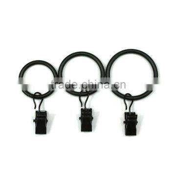 High Quality Black Coated Iron Curtain Ring With Clip / Rod Ring With Clip Hanging / A Ring With A Clip