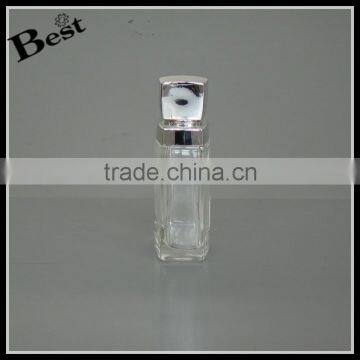100ml China Fancy Clear French Square Glass Bottle Cosmetic Perfume Screen Printing Silver Aluminum Seal Bottle Glass photo-2