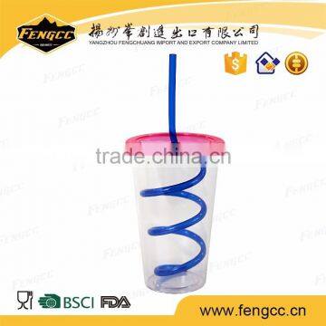 new arrival kids reusable 3D cute round ball shape plastic cup with straw