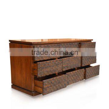Buffet Console Batik Carved Brown Teak Wood Furniture photo-4