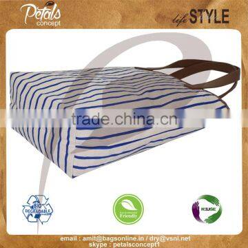 12 Oz Natural Canvas Tote Bag With PU Trimmed Handle & Top photo-3