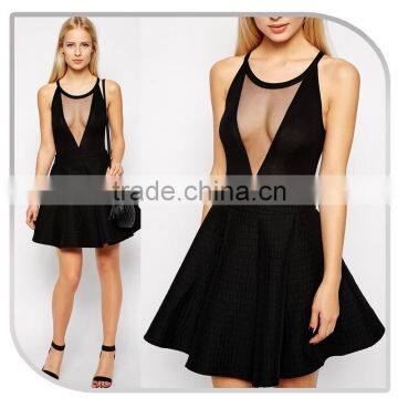 Sexy adult Lady Deep V bare breast Mesh Party Dress black short umbrella dress designs