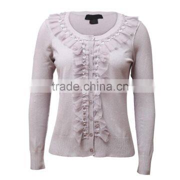 Vintage Wholesale Women Cardigan With Beaded Ruffles