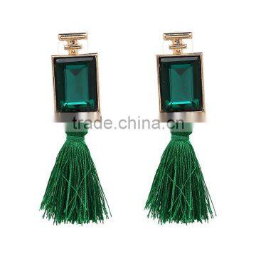 Bohemian Jewelry Crystal Gems With Long Colorful Tassel Charms Earrings for Women photo-6