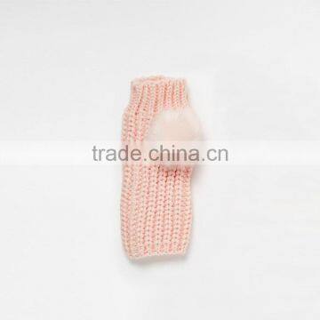 HAODUOYI Fashion Winter Women Solid Pink Half Finger Cute Sweet Warm Casual Warm Gloves photo-3