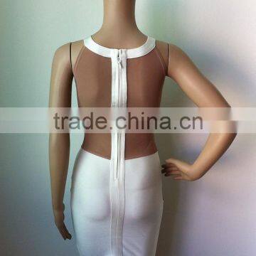 High Quality New 2 Colors Black And White Mesh Bandage Dress Fabric Celebrity-inspired Dresses Homecoming Sexy Dress photo-5