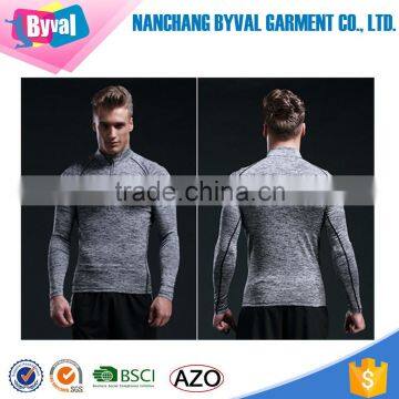 Hot Sale Half Zip Men Dry Fit Long Sleeve Polyester Spandex Shirt photo-3