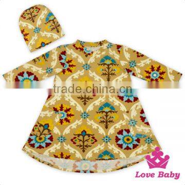 48BQA141 Lovebaby Printed Pattern Long Sleeve With Two Big Pocket Baby Girls Casual Wear Kids Frock photo-6