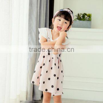 S17580A Girl Summer Clothing Cotton Dot Printed Dress for Kids photo-2