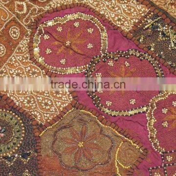 Chocolate Ethnic Floor Cushion India Euro Handmade Embellished Sari Pillow Case photo-4