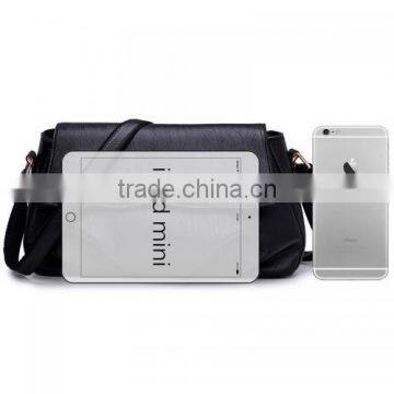 PU Leather Shoulder Bag Polyester Solid Long Handle Strap Shoulder Bag for Girls photo-3