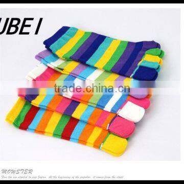 Creative Cute Cartoon Toe Socks Women Socks Cotton Candy Color Rainbow Stripe Socks photo-2