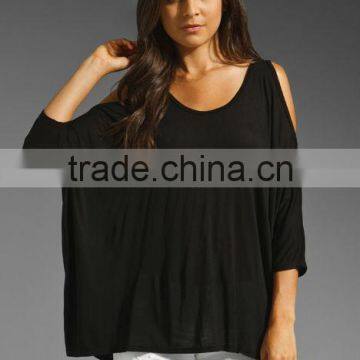 100% modal open shoulder oversized tops