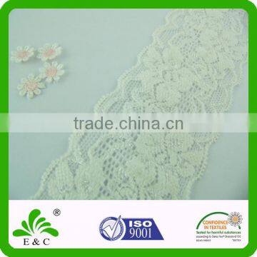 New Design Double Color White Fabric Wide Elastic Lace