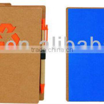 Hard kraft cover spiral recycle notebook 70grams 80sheets 18*14cm with recycle paper pen and cutout