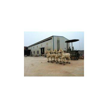 Bronze Warriors Drive the Carriage Sculpture for Decoration photo-3