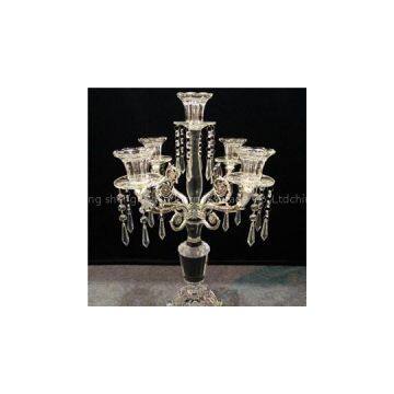 Coloured Glaze Silver Crystal Candelabra