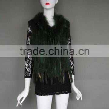 New style Lady All-match rabbit fur Collar Woolen coat Super soft raccoon fur Lapel