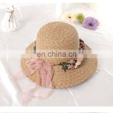 Bowknot Garland Straw Hat Beach Sun Hat Garden Fisherman Hat