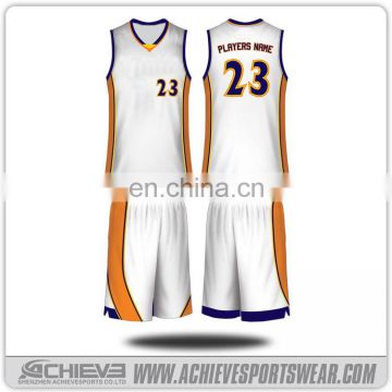 Sublimation custom basketball uniforms china ,Tops vest + shorts + pants