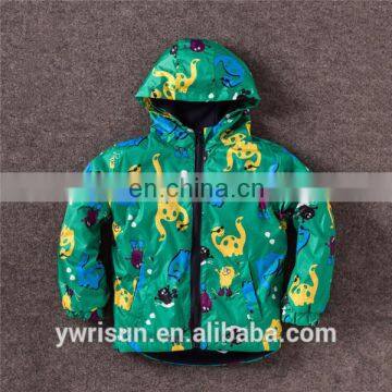 Newest Baby Kids Dinosaur Raincoat With Cotton Lining Windproof Children Nylon Jacket For 2-6 Years