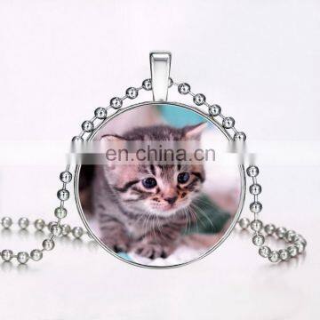 Cute Cat Pattern Shape Fashion Blue Light Glow In Dark Pendant Necklace