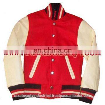 Red & Cream Kids Varsity Jackets, Custom Embroidery Children Baseball Jackets, Wool Leather Jackets Bomber Jackets,