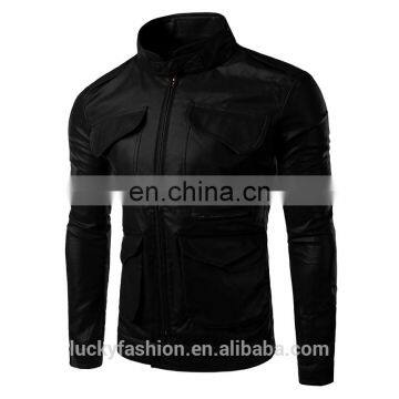 2016 New Style Stand-up Collar Faxu Leather Jacket For Men photo-4