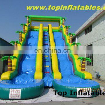 Giant inflatable water slide inflatable big double line water slide with pool