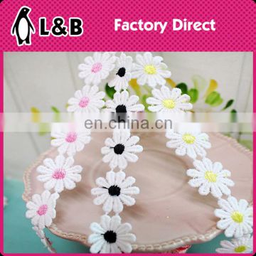 2017 fashion polyester yarn colorful lace trimming sewing ribbon flower trim