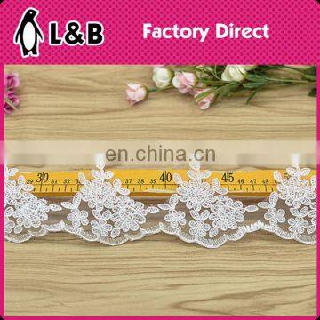 2016 Manufacturer Flower Designs Embroideried Ivory Bridal Lace Trimmings,embroidered Bridal Lace Trim photo-2