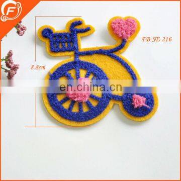 custon embroidery jeans patch in bicycle shape work in blouse