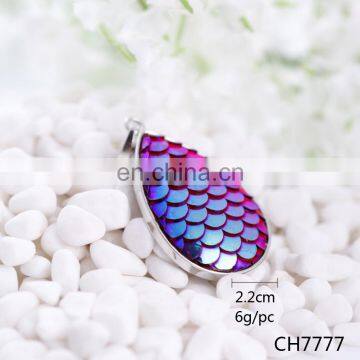 Hot sale metal alloy oval shape mermaid scale tail charm pendant for bracelet making