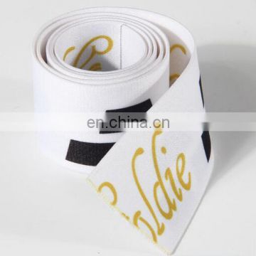 Fashion custom printed elastic uk label soft polyester woven knitted elastic band for underwear