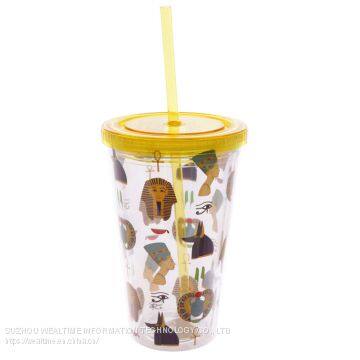 Wholesale Custom Printed Color Logo Clear Plastic Straw Cup With Lid photo-3