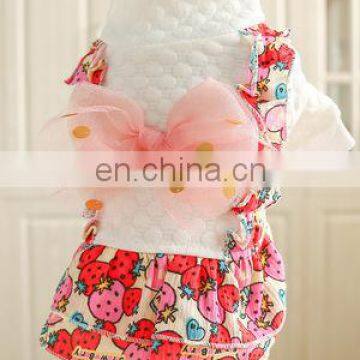 Pet Dog Cat Floral Strawberry Skirt Big Bowknot Skirt Dress Puppy Pomeranian Apparel Clothes photo-3