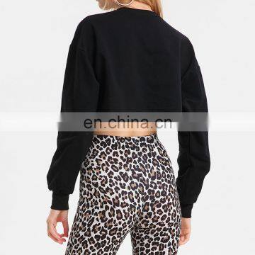 Long Sleeves Women Crop Top Hoodie, Street Wear Sweatshirts