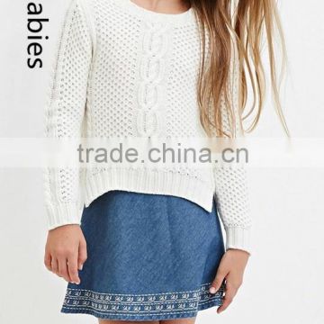 Girls wearing short skirts in 2016 kids denim embroidery hem skater skirt                        
                                                                                Supplier's Choice