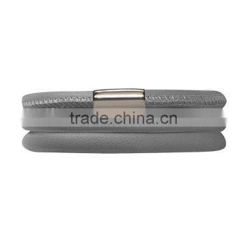 China hot three layer bracelet of leather with 316 stainless steel for men