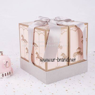 High-grade Wedding Gift Box Wedding Candy Packaging Double Door Gift Box With Hand Gift photo-2