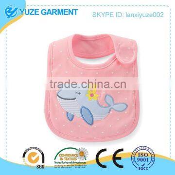 pink cute whale embroidery baby bib