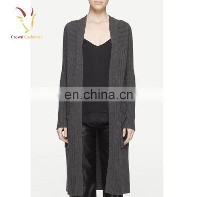 New Style Ladies Knitted Cashmere Cable Long Cardigan Dress