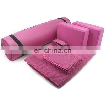 Custom Logo Yoga Pilates 7 Piece Set Of Yoga Mat Set With Carry Strap Yoga Blocks Towel Strap And Knee Pads