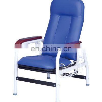 High quality medical Carbon steel transfusion chair with Storage basket and footrest for hospital use