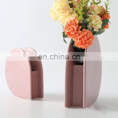 Nordic Ceramic Decoration of the Morandi Color Flower Vase