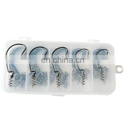 Fishing Offset Crank Worm Hook 4# 2# 1# 1/0 2/0 Barbed Hooks With Lock Pin photo-4