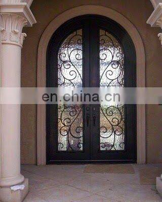 Apartment Exterior Arch Design Double Entry Wrought Iron Door