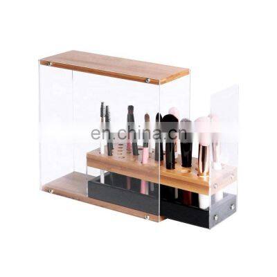 31 holes beauty cosmetic display acrylic wood brush holder organizer